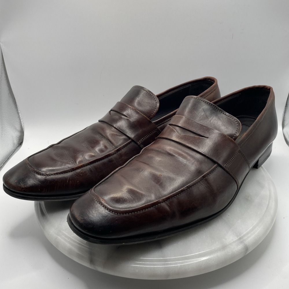 To Boot New York Adam Derrick Dark Brown Penny Loafers Leather Italy Men's 13